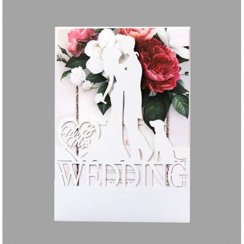 White Invitation Card Marriage Invitations Laser-hollowed Design Customization
